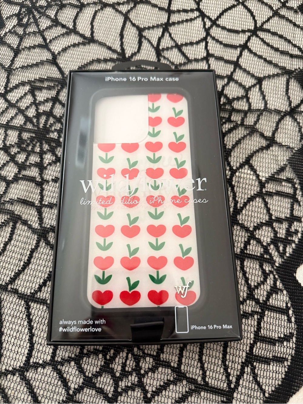 Wildflowers iPhone 16 Pro Max Case in Cream with Red Cherry Print